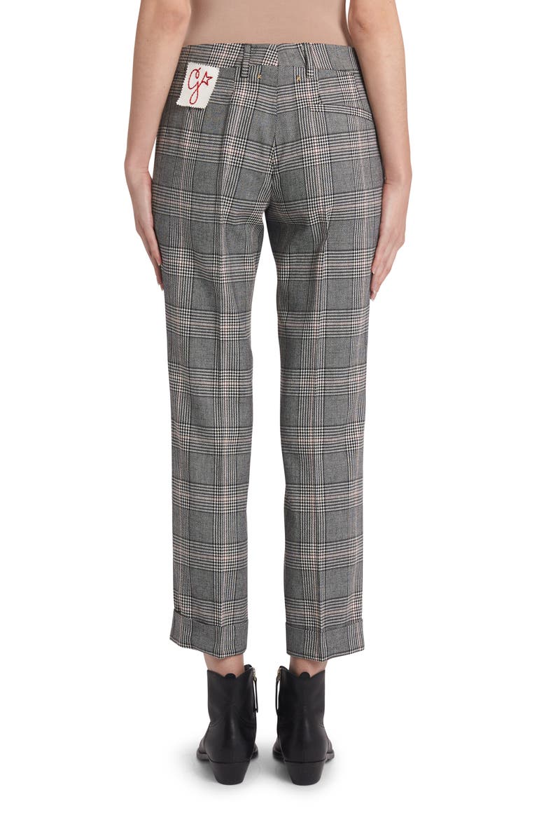 Daria Glen Plaid Virgin Wool Blend Cigarette Pants, Alternate, color, GREY/ BONE WHITE