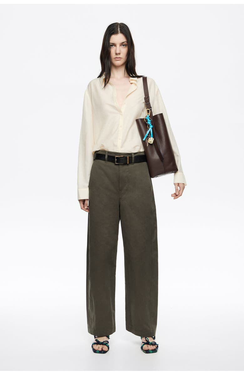 Bimba y Lola Lead Corduroy Barrel Leg Trousers, Alternate, color, Dark Khaki