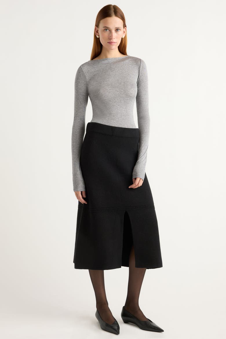 Lana Tencel-Wool Semi-Sheer Tee, Alternate, color, Heather Grey