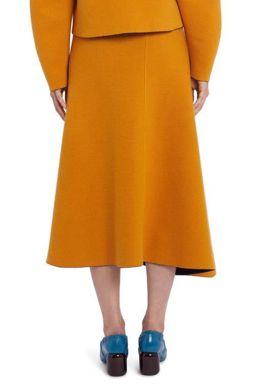 Jil Sander Reversible Double Face Virgin Wool Blend Midi Skirt In Orange