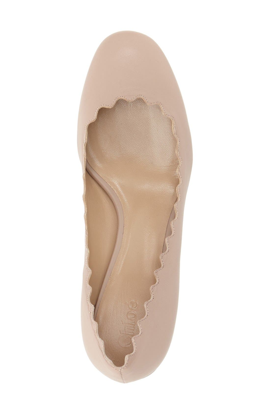 Chloé Lauren Scalloped Pump, Alternate, color, Pink Tea Leather