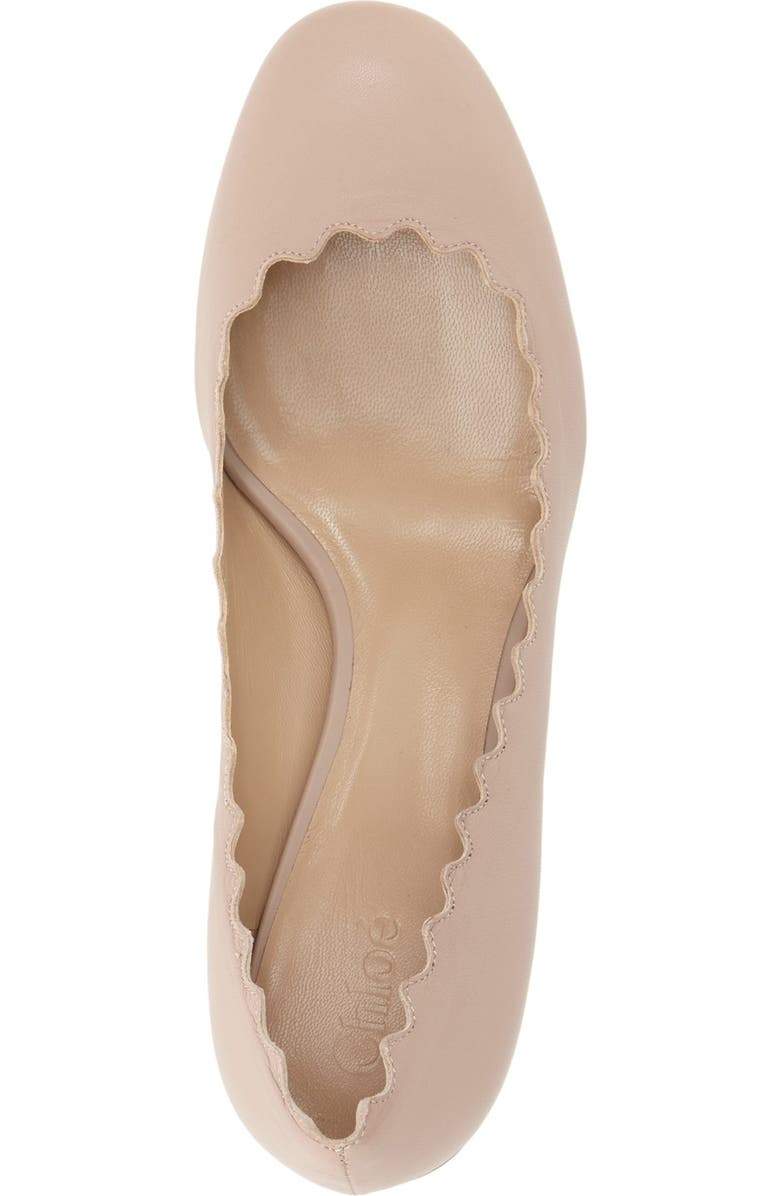 Chloé Lauren Scalloped Pump, Alternate, color, Pink Tea Leather