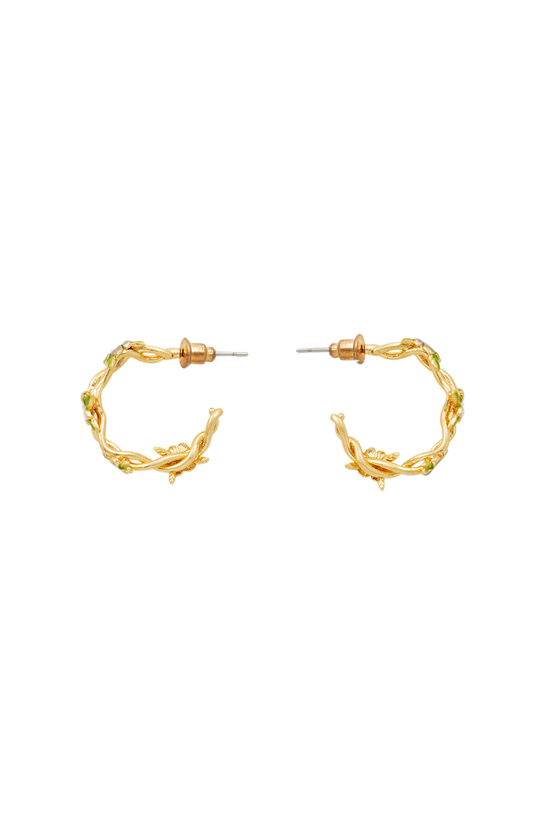 Wildflower Hoop Earrings, Alternate, color, Gold