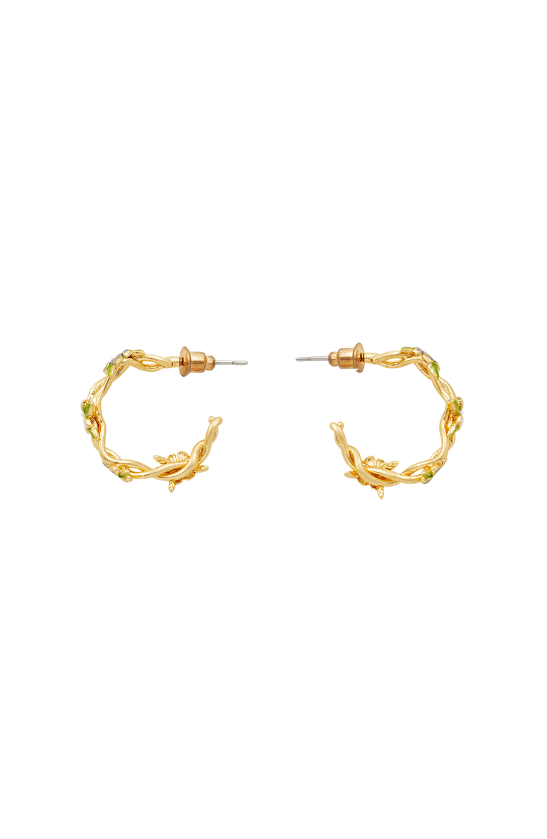 Fable England Wildflower Hoop Earrings, Alternate, color, Gold