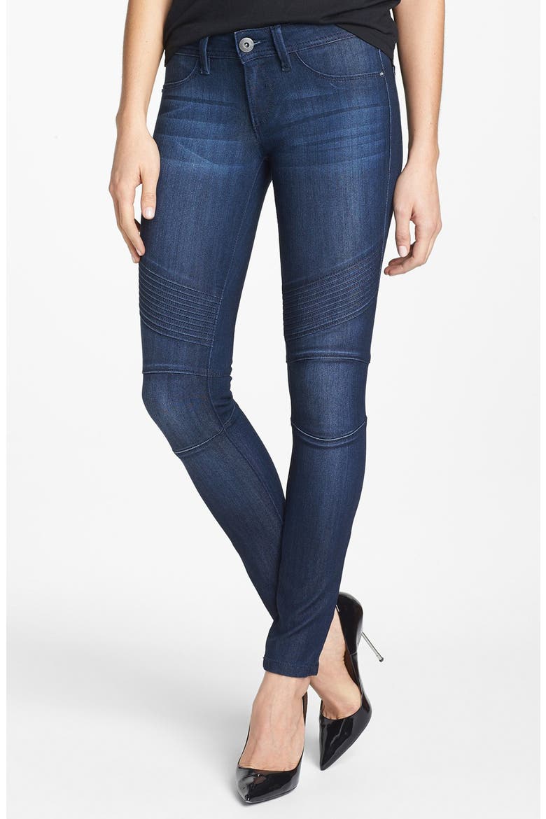 'Hazel' Seamed Moto Skinny Jeans, Main, color, DUCATI