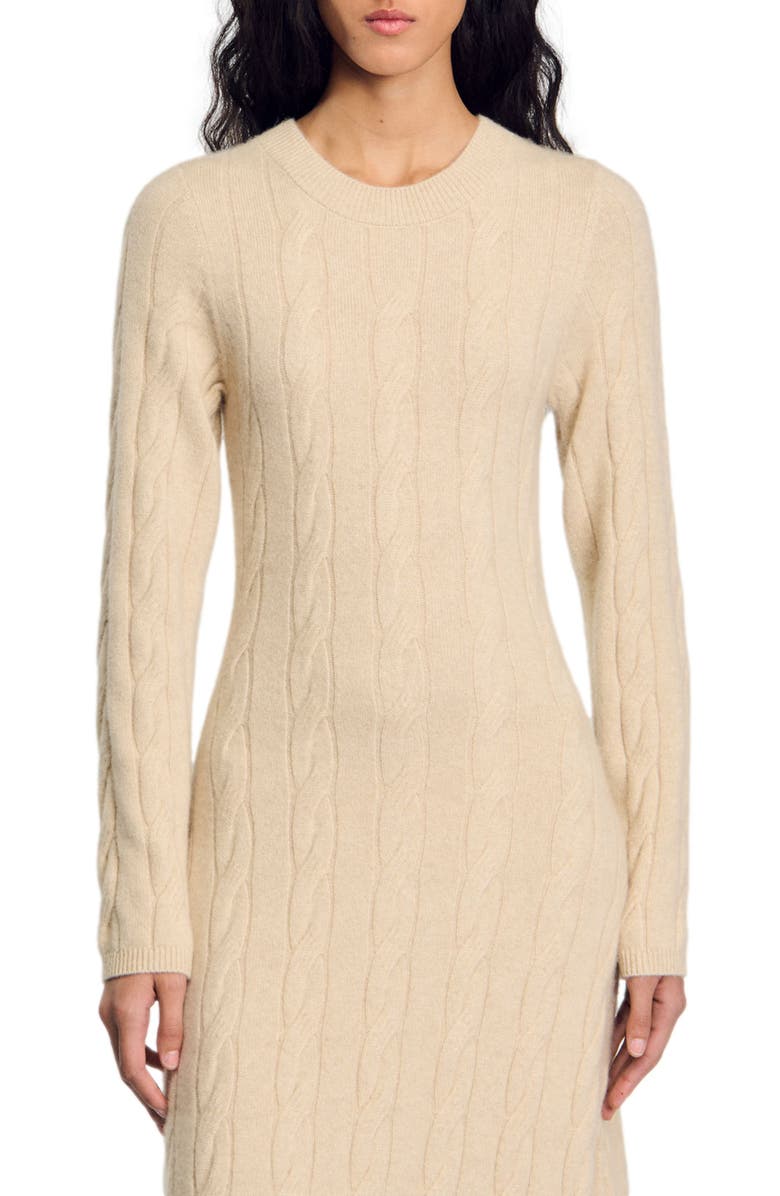 SANDRO Cable knit maxi dress, Alternate, color, 