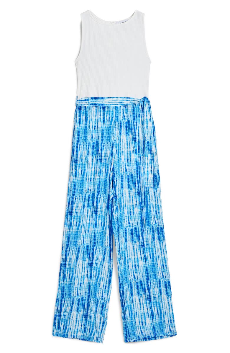 Desigual Tie Dye Print Wide Leg Pants, Alternate, color, Blue