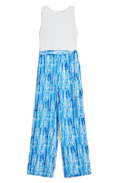 Desigual Tie Dye Print Wide Leg Pants In Blue