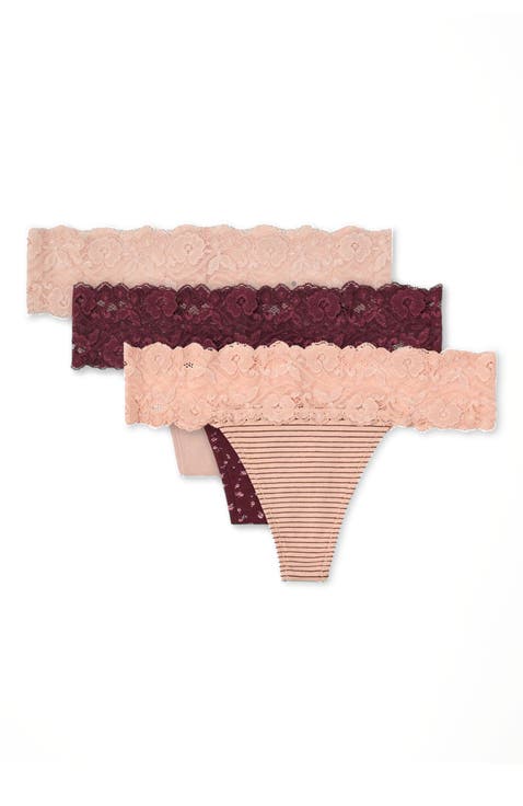 Lace Waist Thong 3-Pack