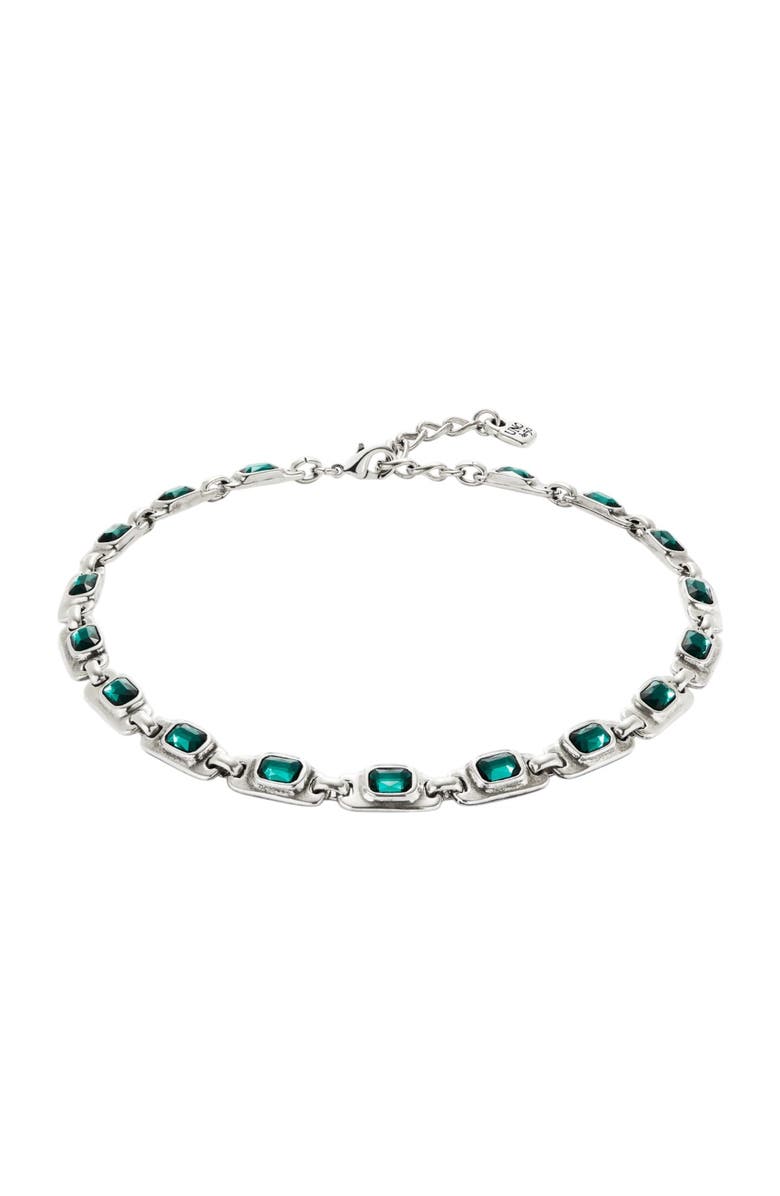 UNODE50 Sterling silver-plated necklace with green crystals, Alternate, color, Silver