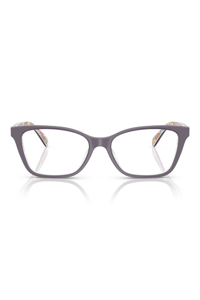 52mm Cat Eye Optical Glasses, Main, color, VIOLET / FLORAL / DEMO LENS