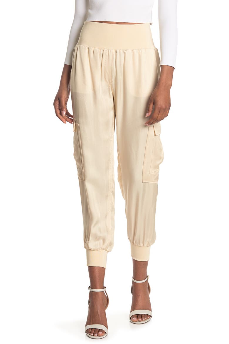 Giles Cupro Crop Cargo Joggers, Main, color, MAGNOLIA