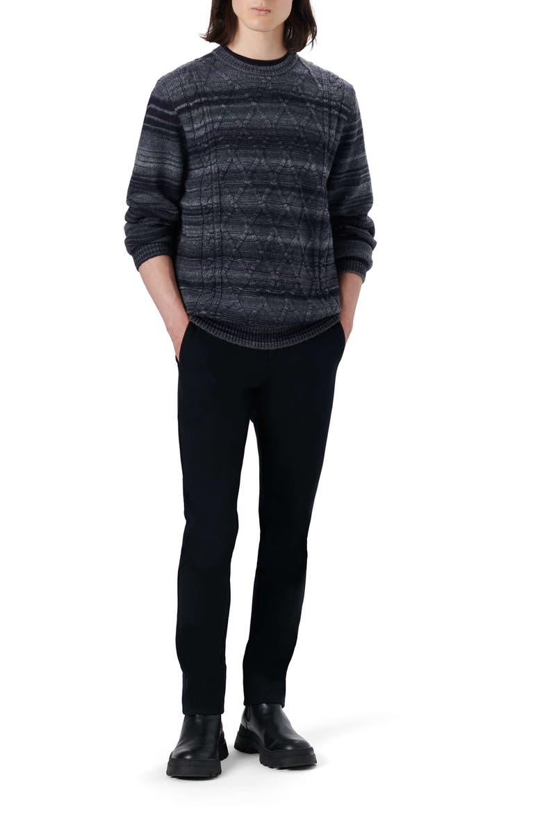 Diamond Stitch Wool Blend Sweater, Alternate, color, CAVIAR