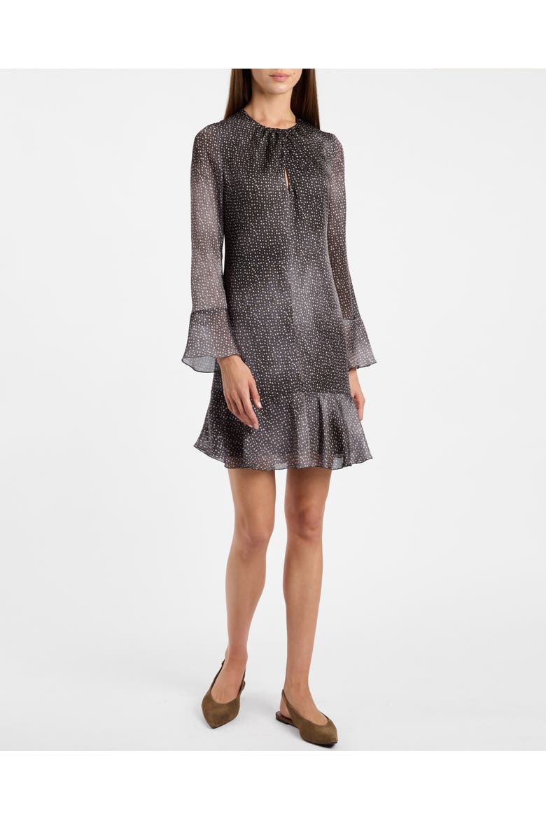 Drake Long Sleeve Printed Shift Dress, Main, color, Onyx