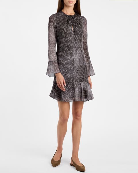 Drake Long Sleeve Printed Shift Dress