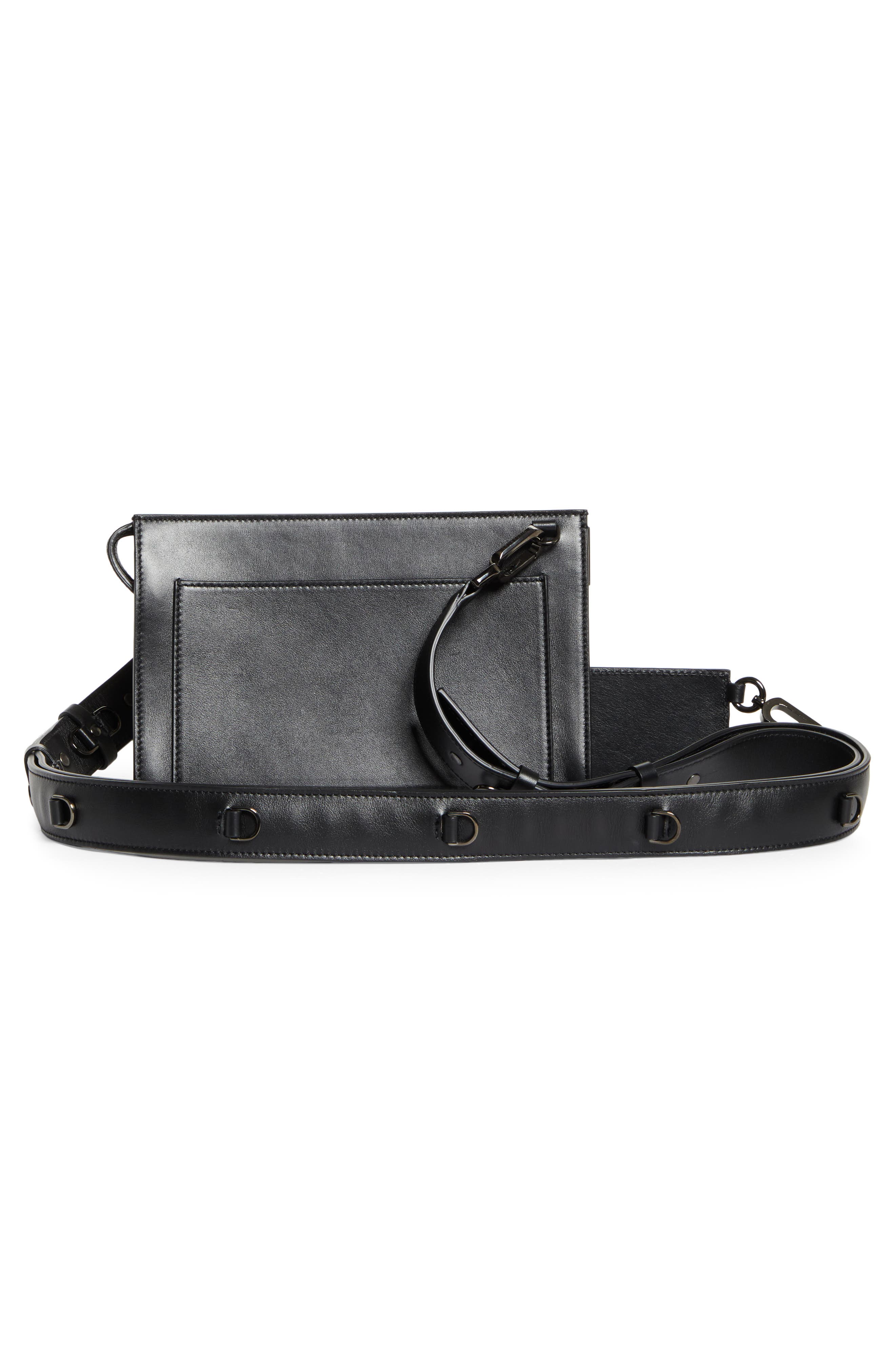 Christian Louboutin Mini Stoic Calfskin Leather Crossbody Bag, Alternate, color, Black