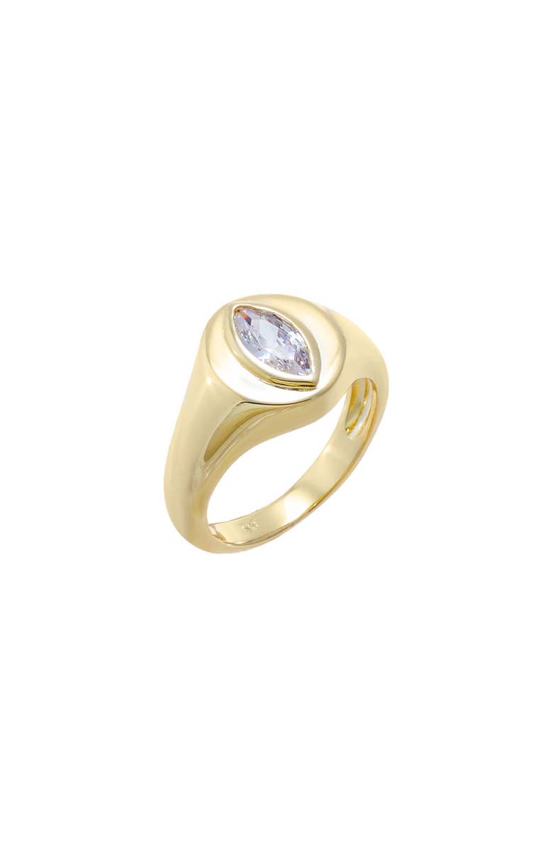 BY ADINA EDEN CZ Marquise Signet Pinky Ring, Main, color, Gold