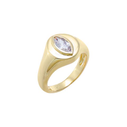 CZ Marquise Signet Pinky Ring