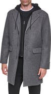 DKNY Faux Wool Topcoat with Removable Bib