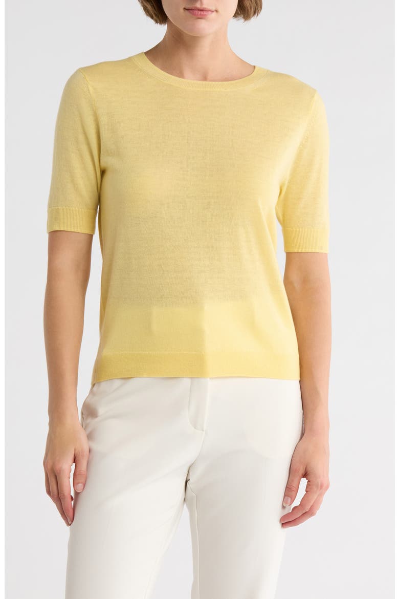 Short Sleeve Wool Blend Sweater, Main, color, PALE YELLOW