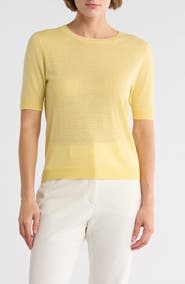 JASON WU Short Sleeve Wool Blend Sweater