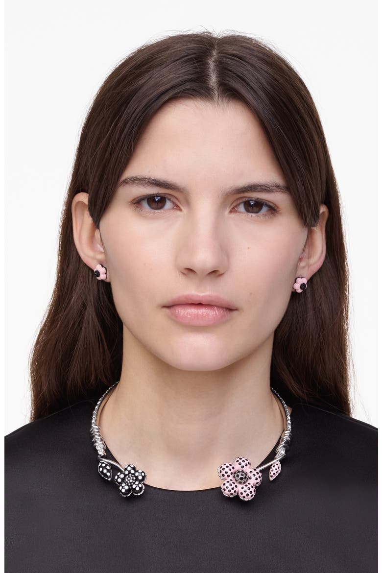 Dots Daisy Collar Necklace, Alternate, color, SILVER/ PEACH