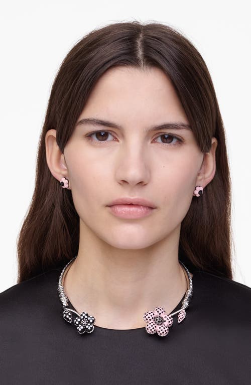 Marc Jacobs Crystal-embellished Flower Necklace In Metallic