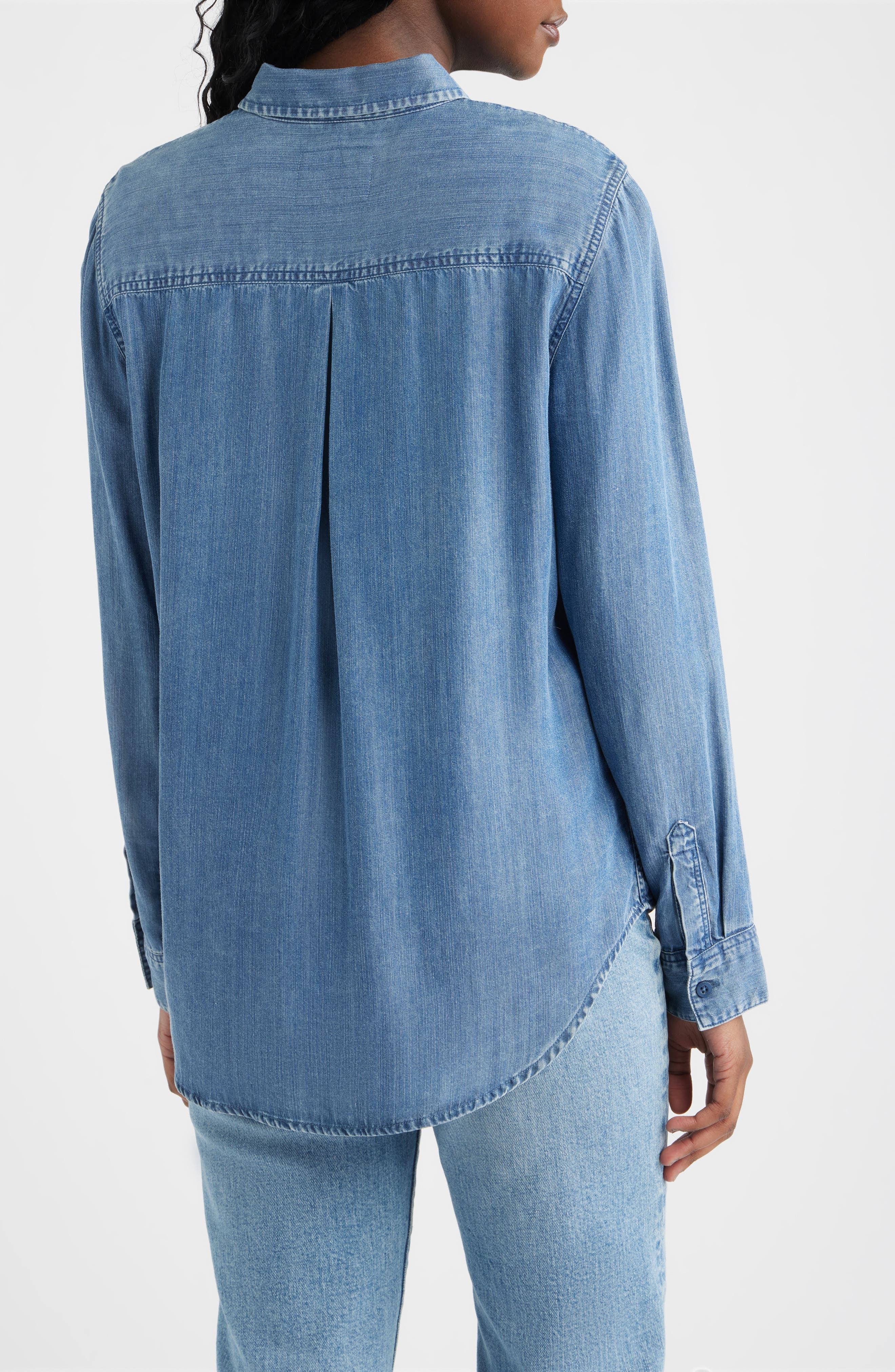 Ingrid Floral Embroidered Chambray Button-Up Shirt - image 2