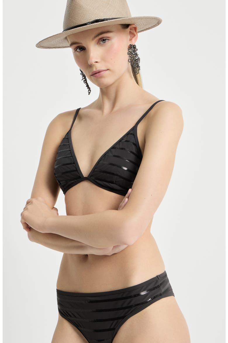 Dazzling stripes bikini top, Alternate, color, Lignite Grey