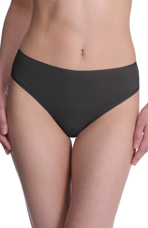Natori Bliss Bare Stretch Cotton Thong In Black