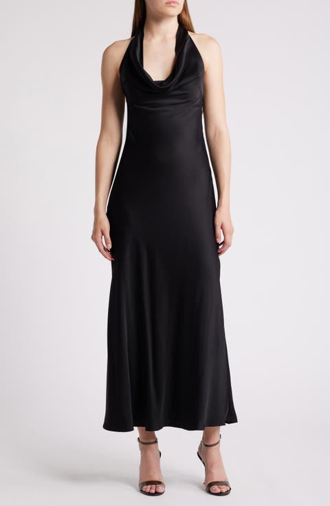 Ennis Satin Halter Midi Dress