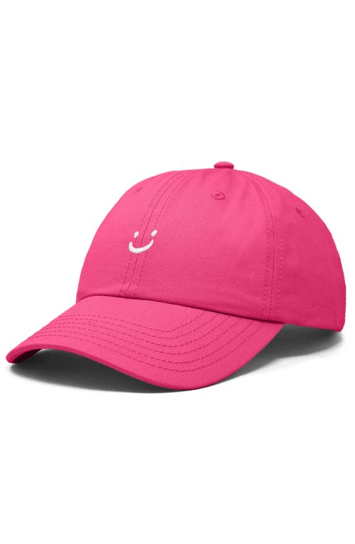 Shop Dalix Lil Smile Embroidered Casual Hat In Hot Pink