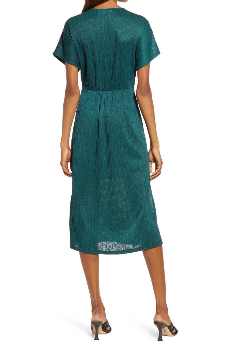 Phoebe V-Neck Midi Dress, Alternate, color, DARK GREEN