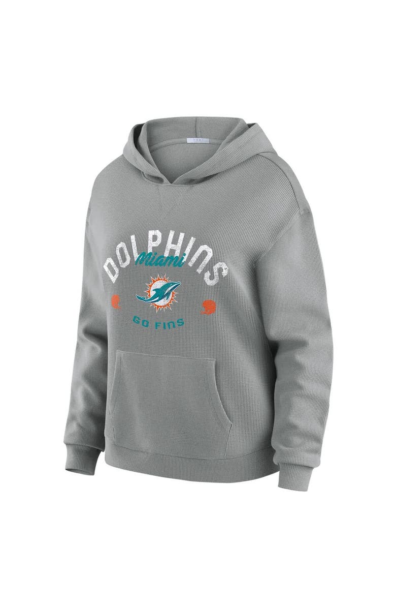 WEAR by Erin Andrews Women
s WEAR by Erin Andrews Gray Miami Dolphins Waffle-Knit Long Sleeve Hooded Shirt 
Pants Lounge Set, Alternate, color, Gray