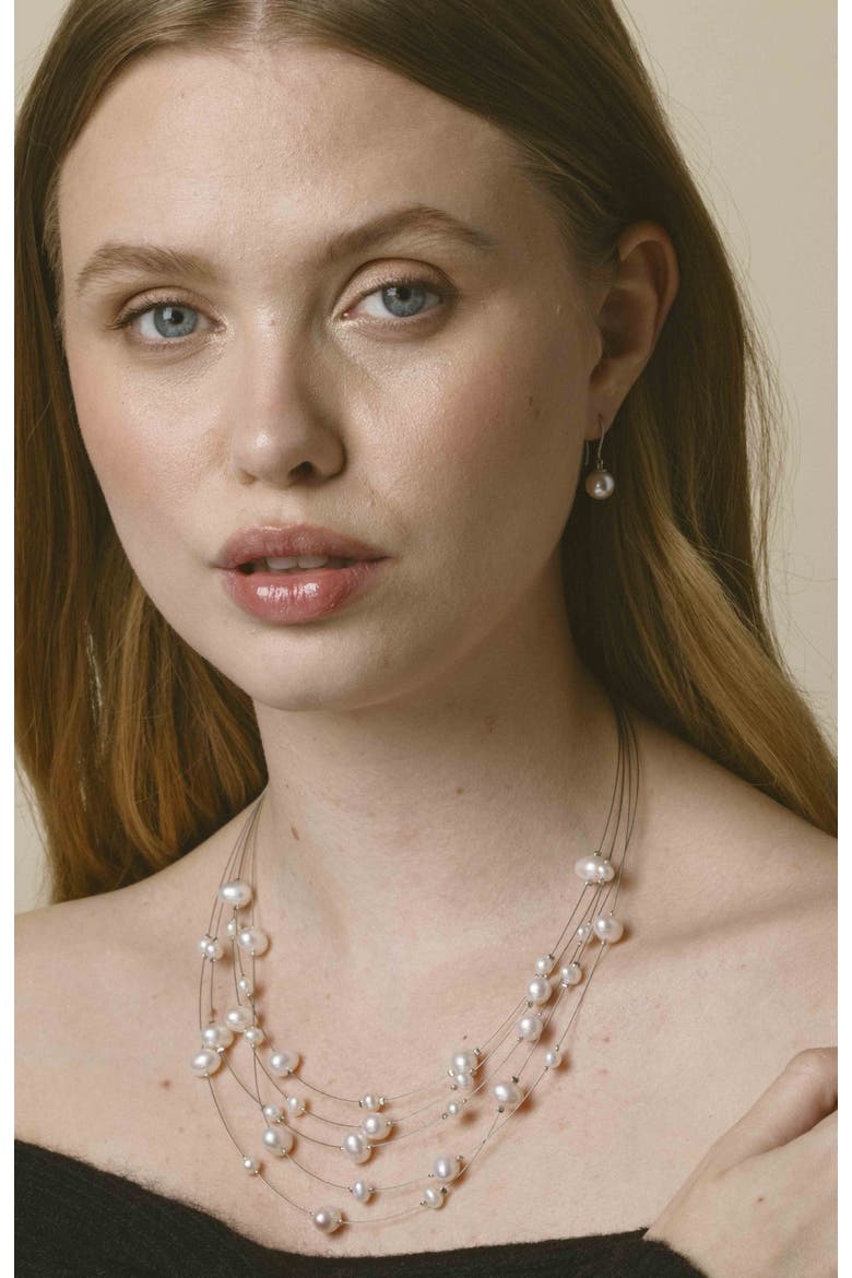 14K Gold Freshwater Pearl Cindy Earrings, Alternate, color, White Gold