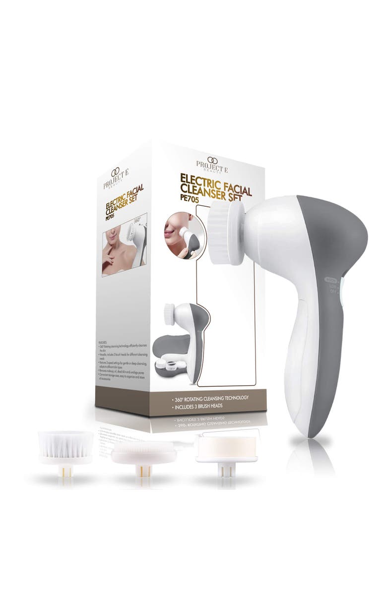 Project E Beauty Bora Electric Facial Cleanser Set, Main, color, White