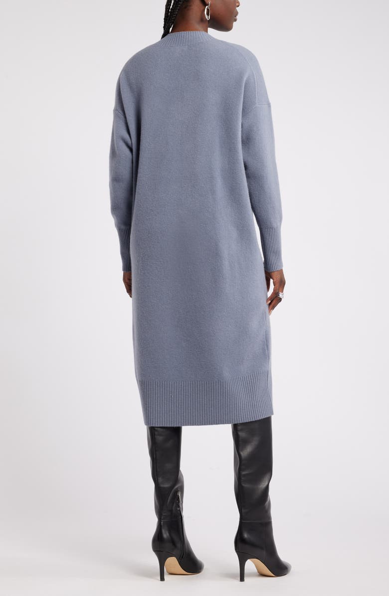 V-Neck Long Sleeve Wool & Cashmere Sweater Dress