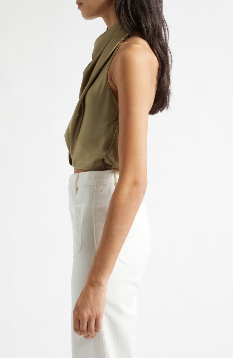 Ramy Brook Libbie Crop Stretch Silk Halter Top, Alternate, color, Safari