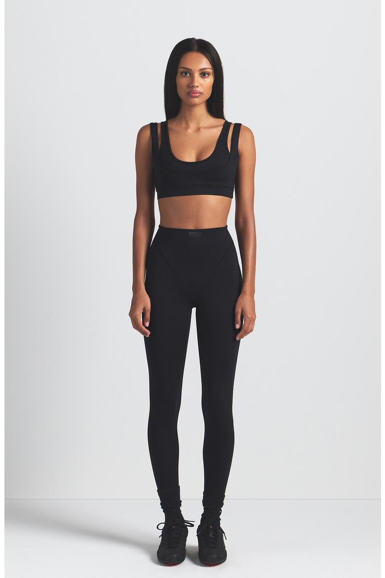 Matte Double Strap Scoop Bra, Alternate, color, OBSIDIAN