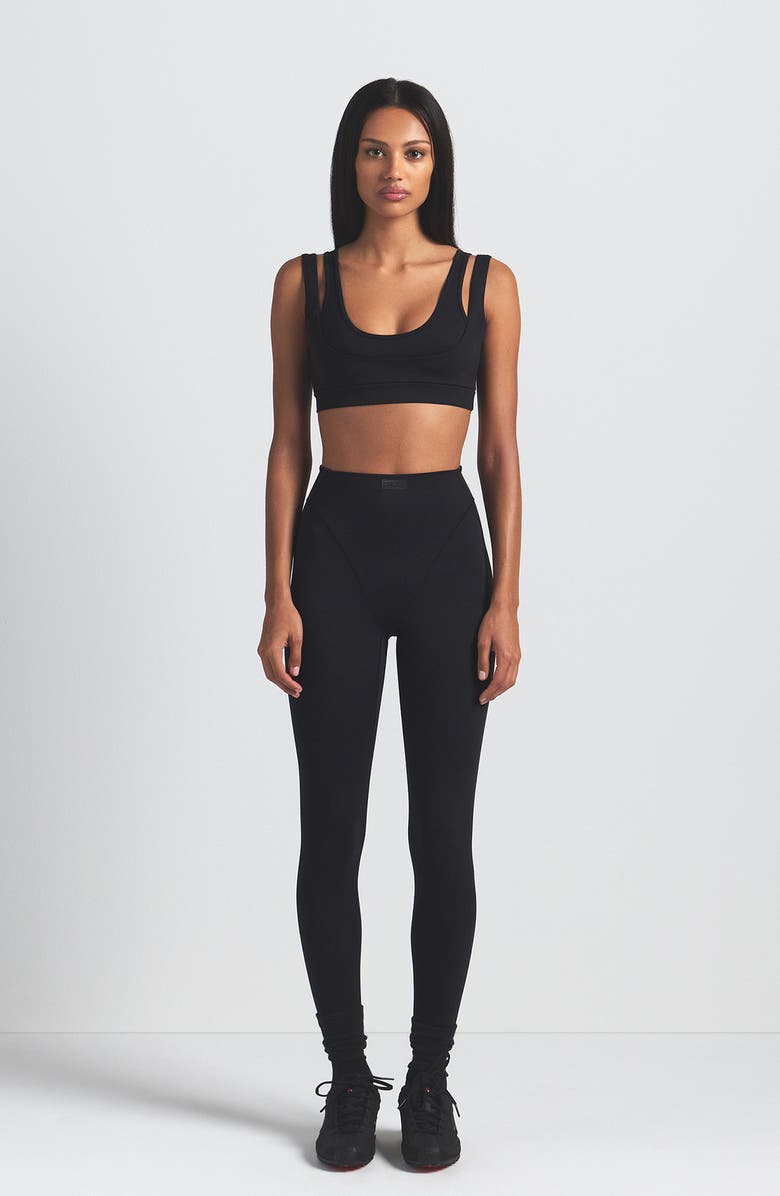 NikeSKIMS Matte Double Strap Scoop Bra, Alternate, color, Obsidian