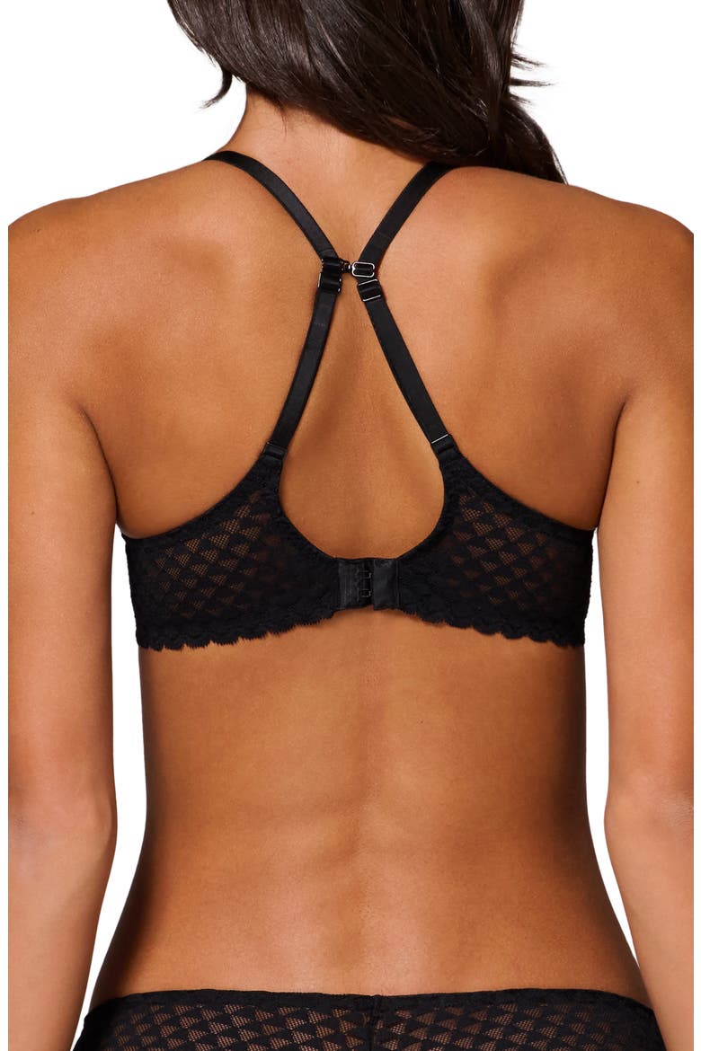 Subtile 3D Underwire Plunge Bra, Alternate, color, BLACK