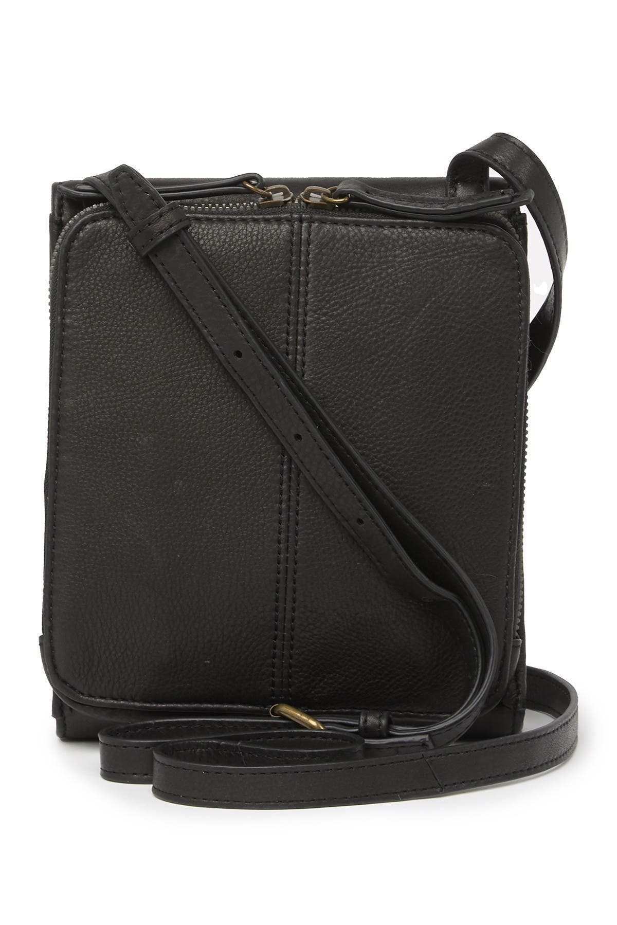 AMERICAN LEATHER CO. Kansas Foldover Crossbody Bag, Alternate, color, Black Smooth