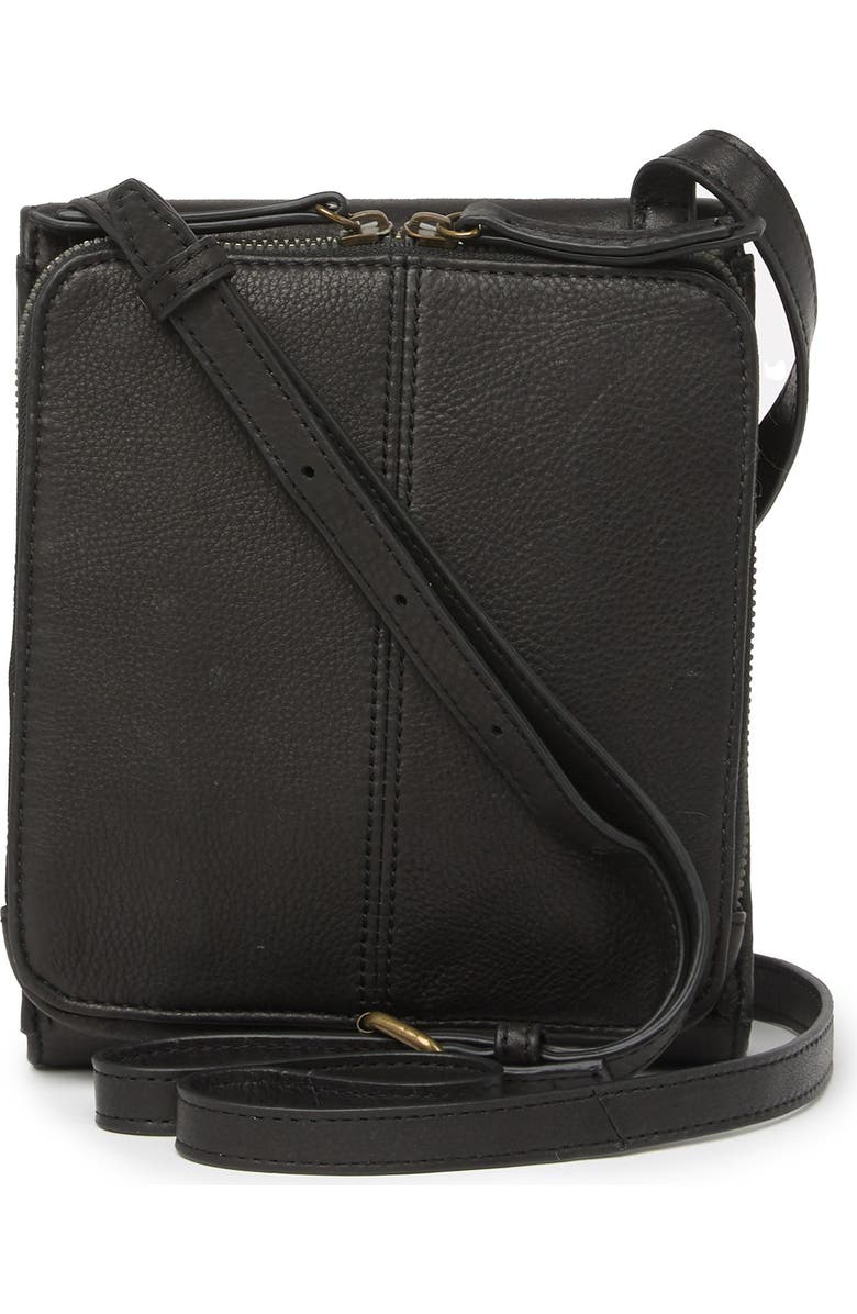 AMERICAN LEATHER CO. Kansas Foldover Crossbody Bag, Alternate, color, Black Smooth