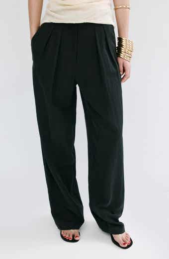Pleated Straight Leg Pants