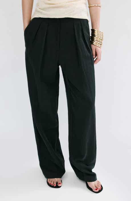 Pleated Straight Leg Pants
