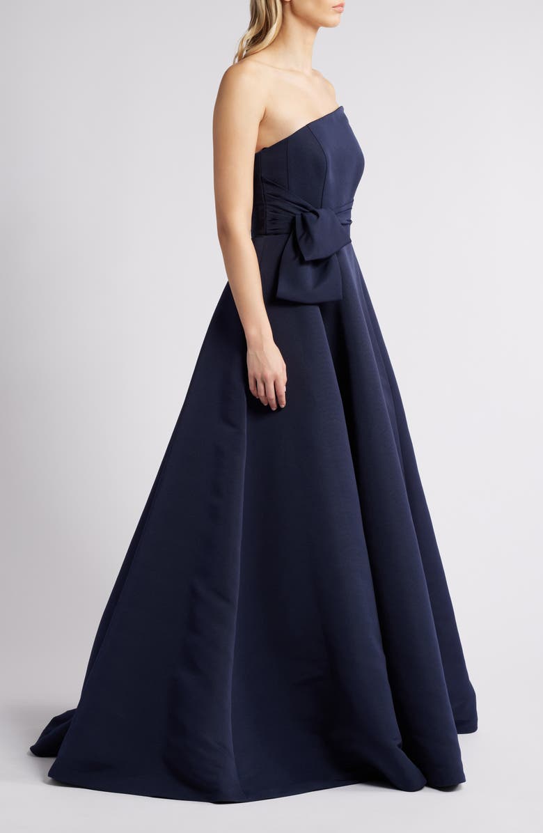 Amsale Bow Detail Strapless Ballgown, Alternate, color, 