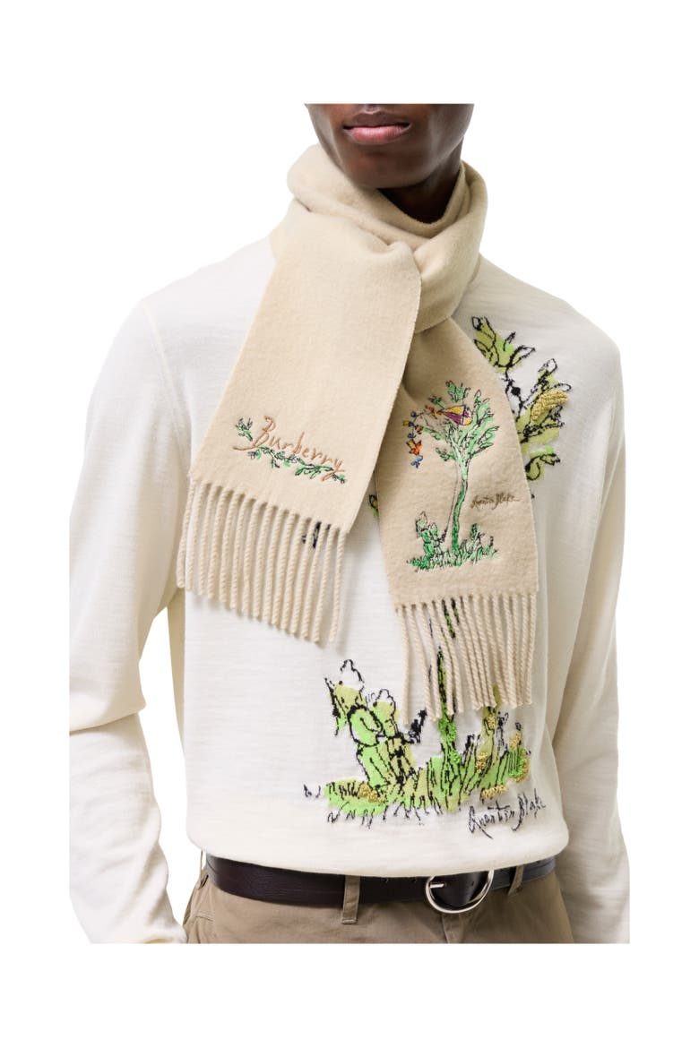 Narrow Brave Little Tree Cashmere Scarf, Alternate, color, Nutmeg beige