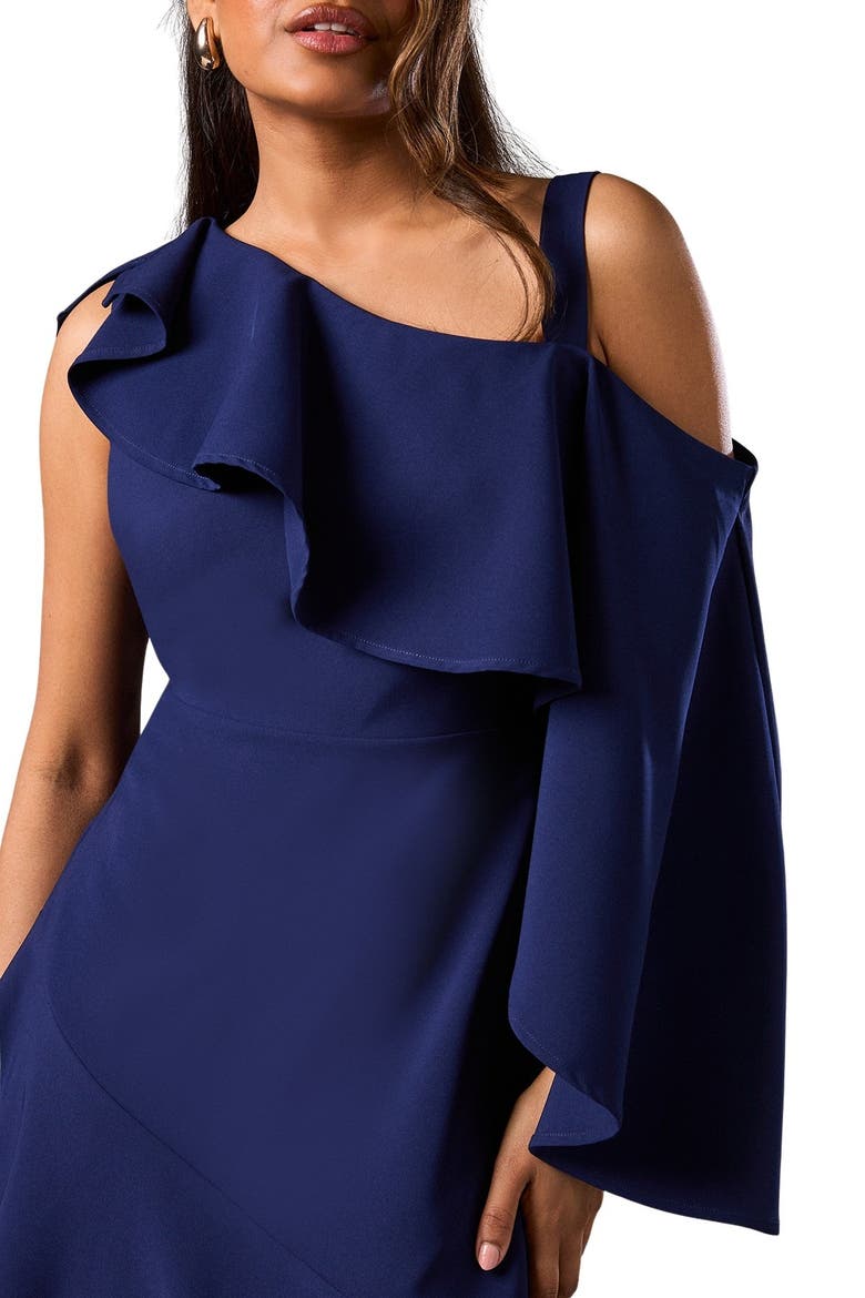 Petite Midi Wedding Guest Dress, Alternate, color, Navy