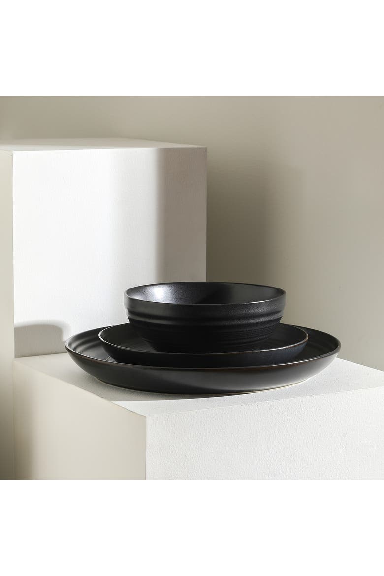 Elio Stoneware 24-Piece Dinnerware Set, Alternate, color, Black