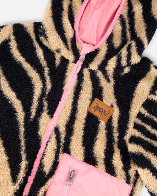 Deux Par Deux Reversible Mid-season Jacket Zebra In Neutral